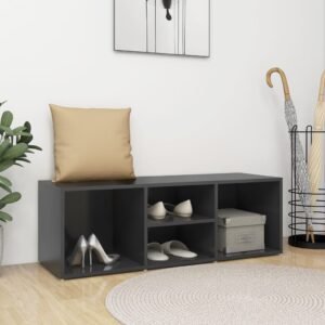Bancă depozitare pentru pantofi, gri, 105x35x35 cm, PAL