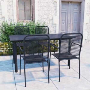 Set mobilier de grădină, 5 piese, negru, sticlă și oțel