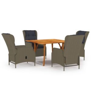 Set mobilier de grădină, 5 piese, maro