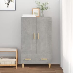 Dulap înalt, gri beton, 70x31x115 cm, lemn compozit