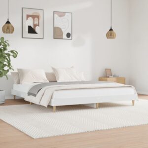 Cadru de pat, alb, 150x200 cm, lemn prelucrat