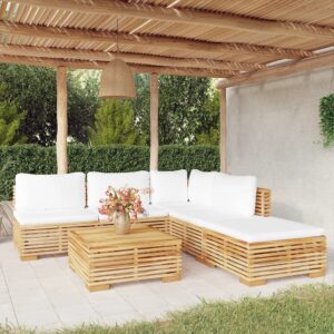 Set mobilier grădină cu perne, 6 piese, lemn masiv de tec