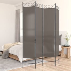 Paravan de cameră cu 4 panouri, antracit, 160x220 cm, textil
