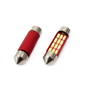 Set becuri auto cu LED CANBUS sofit compatibil C5W 12 SMD 39mm Alb 12/24V, destinat competitiilor auto sau off-road