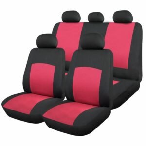 Huse Scaun Auto, 9 piese, universale, culoare Rosu-Negru